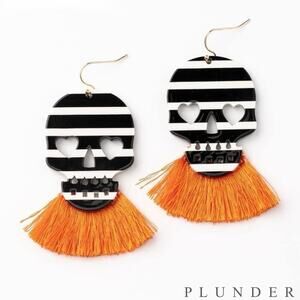 New Plunder “Bone-Jangles” Acrylic Skull Earrings (2.75”)